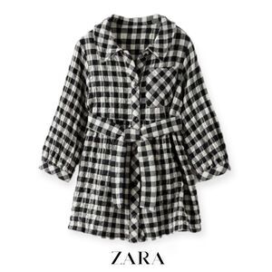 ZARA Kids | Black | TEXTURED GINGHAM DRESS